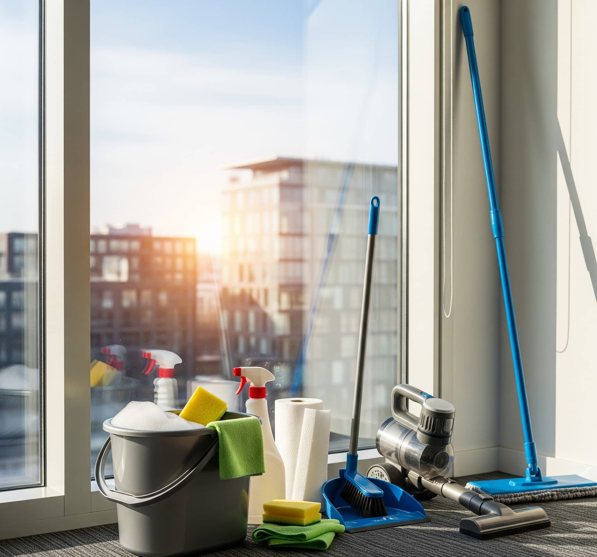 Professional cleaning team at work